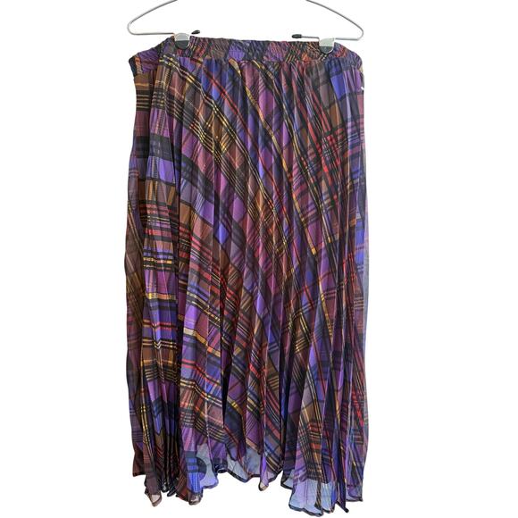 Live 4 Truth Plaid Midi Skirt Women’s XL Purple Multicolor Pleated Polyester New - Picture 6 of 8